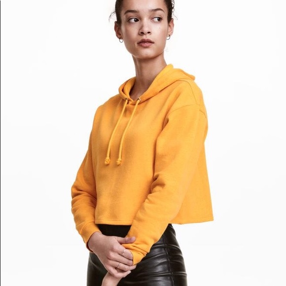 Mustard cropped hoodie Clearance